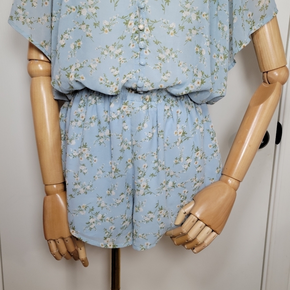 Sabo the Skirt Blue Cottagecore Floral Romper Size XS - Picture 2 of 10